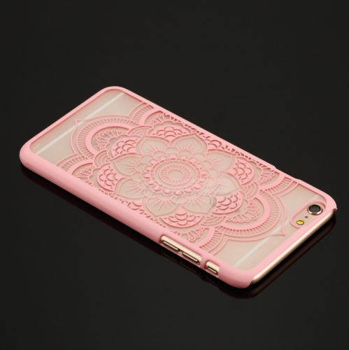 For Apple Iphone Se 5 5s 6 6s Plus Henna Mandala Flower Matte Hard Back Case Cover, Pink
