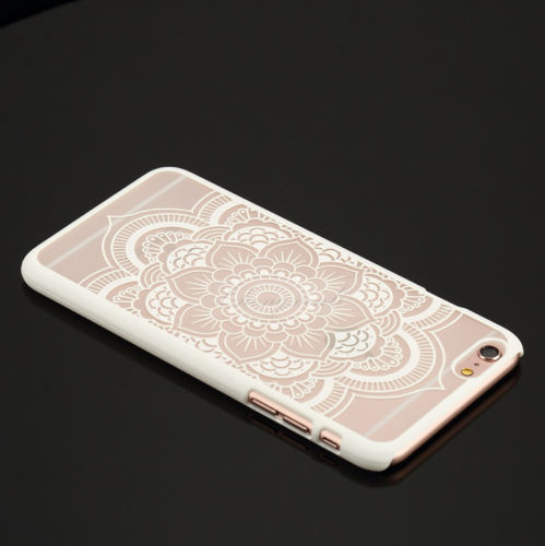 For Apple Iphone Se 5 5s 6 6s Plus Henna Mandala Flower Matte Hard Back Case Cover, White