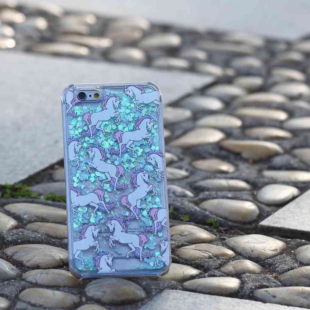Dynamic Quicksand Glitter Liquid Unicorn Phone Case Cover For Iphone Se 5s 6 6s Plus, Blue