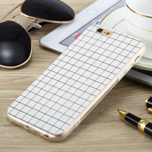 Classic Ultra-thin Lattice Soft Tpu Rubber Case Cover For Iphone 6s 6 Plus, White