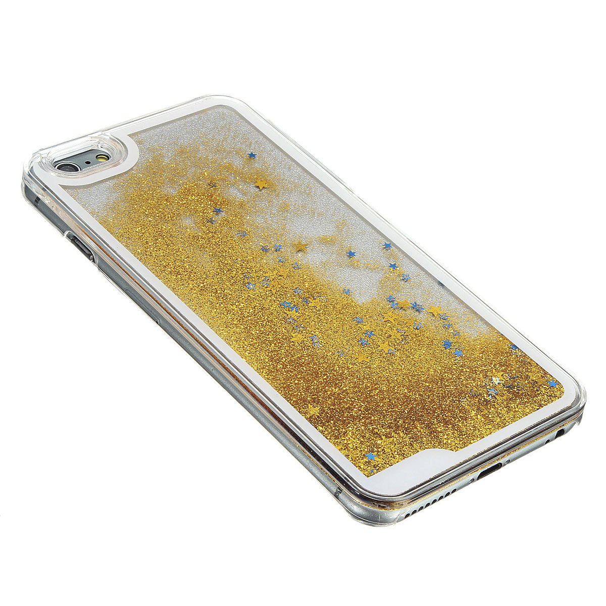 Glitter Bling Stars Colourful Clear Liquid Case Cover For Apple Iphone Se 5 5s 6 6s Plus, Yellow